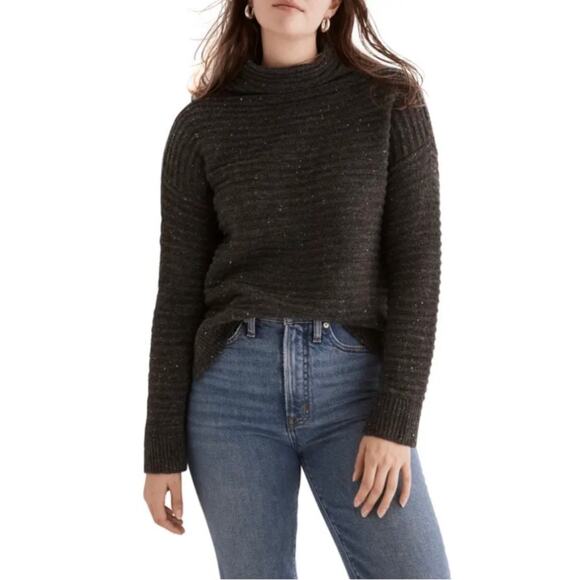 Madewell Belmont Donegal Mock Neck Sweater in Donegal Thunder Grey XS - Picture 2 of 7